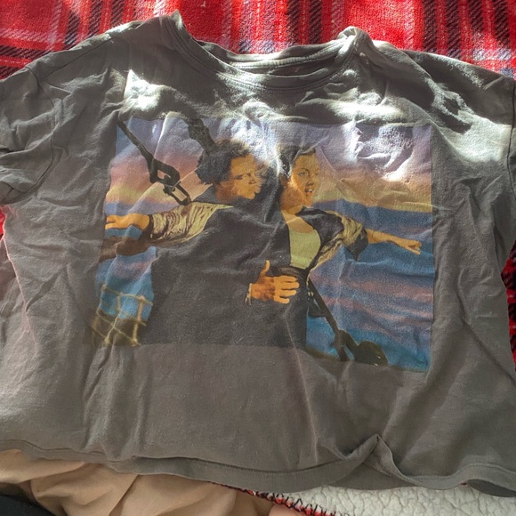 Gray Crop Top with Colorful Graphic Print - Picture 1 of 1